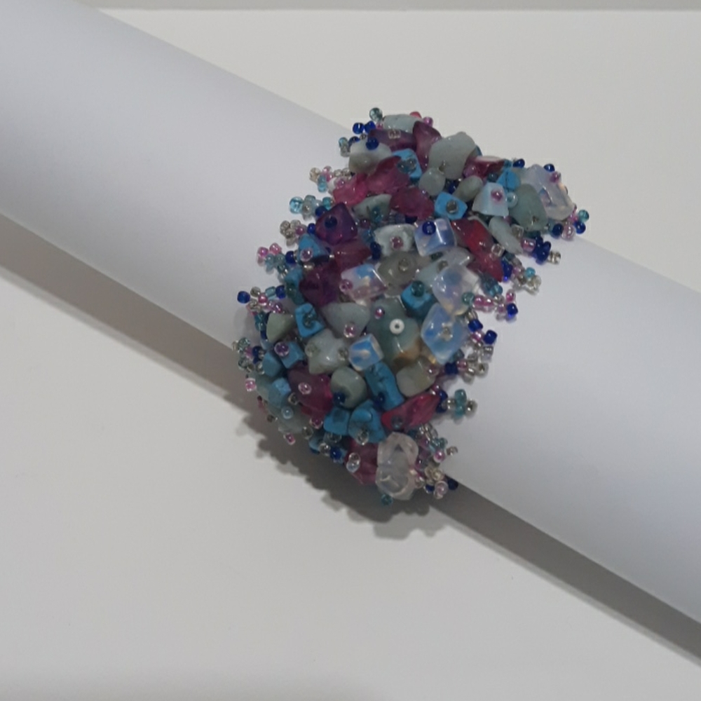 Semi Precious Woven Cuff Bracelet
